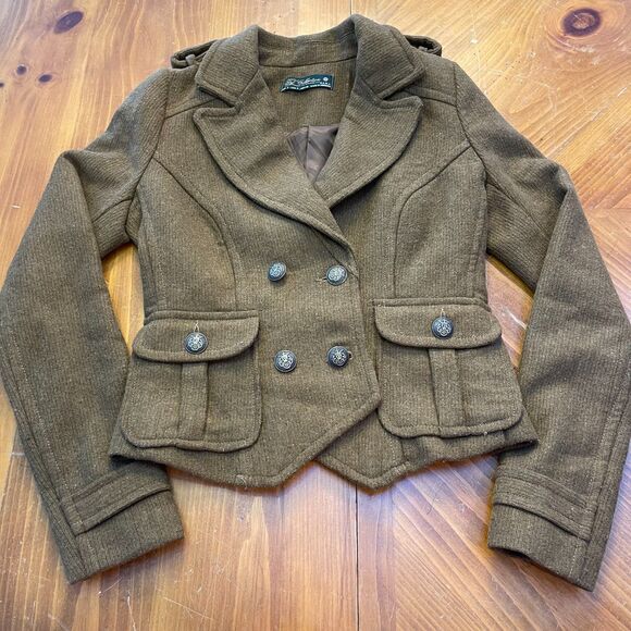 ZARA TRF British Collection Wool Military Peacoat Jacket S Preppy Academia - Picture 1 of 14